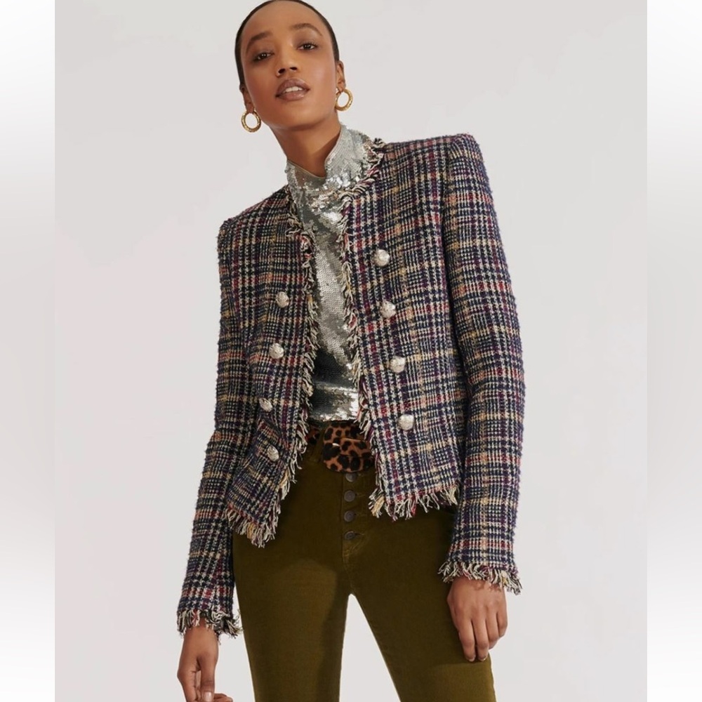 VERONICA BEARD Dickey Jacket JERRY cropped Navy Tan Pink , US2